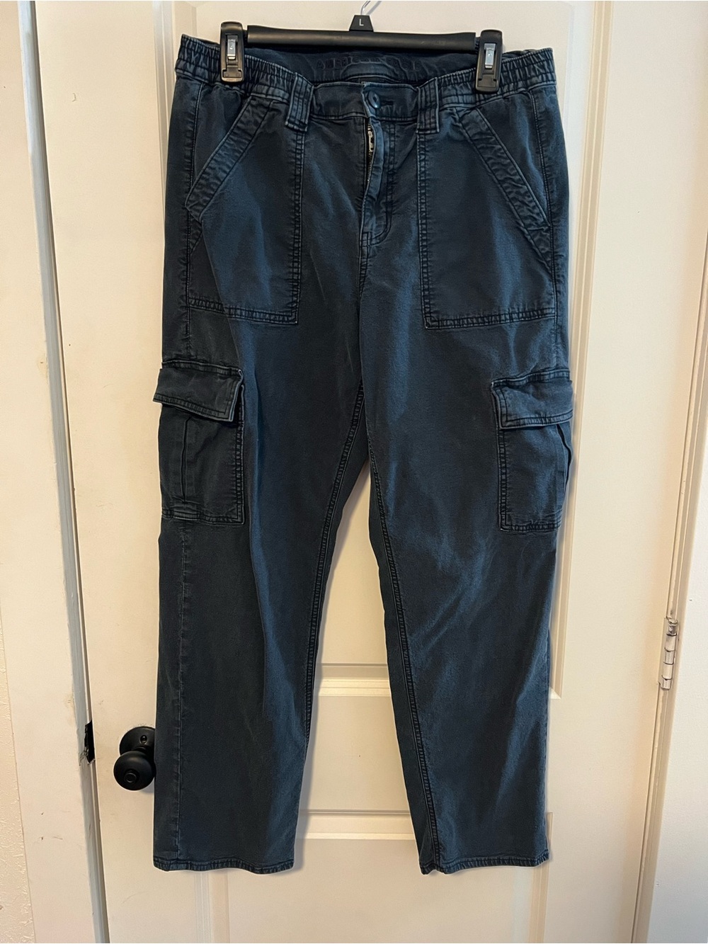 American Eagle Washed Black Straight Leg Cargo Pants